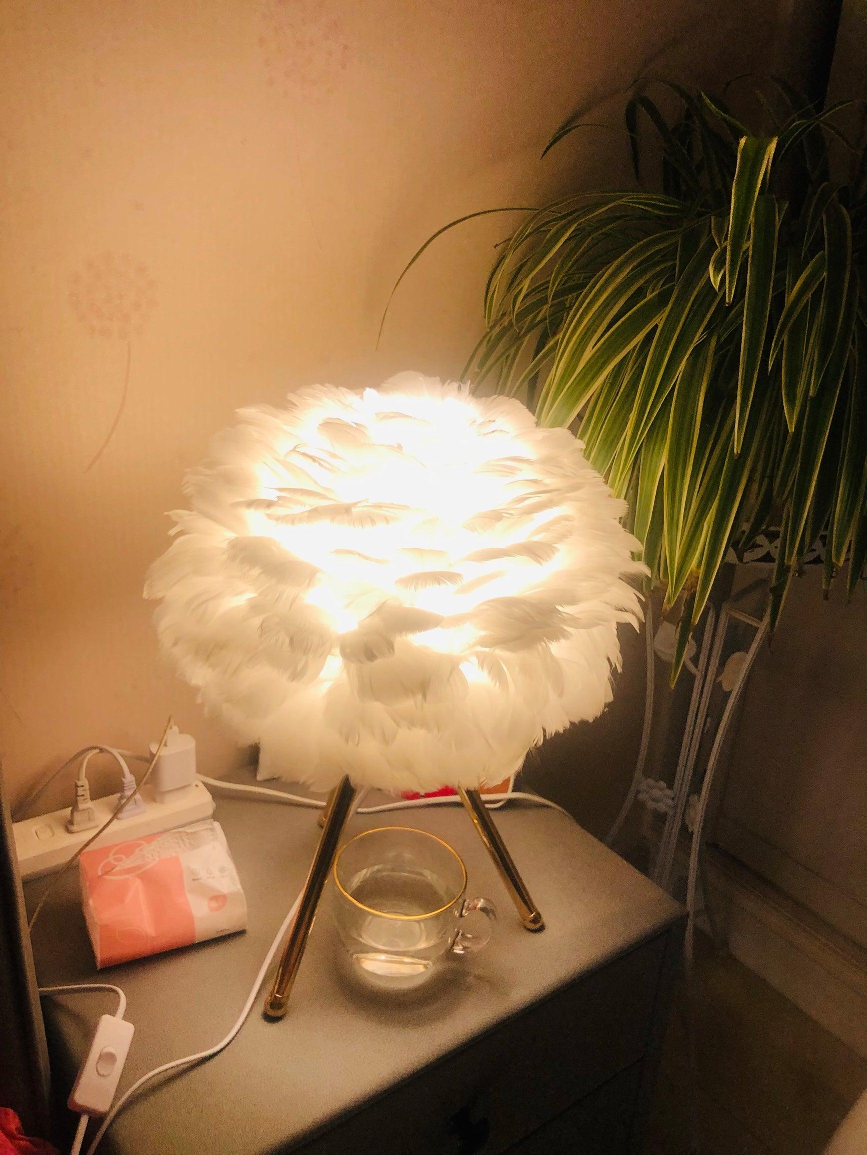 Plumélia | Lampe de Table – Abat-jour plume halo chaleureux