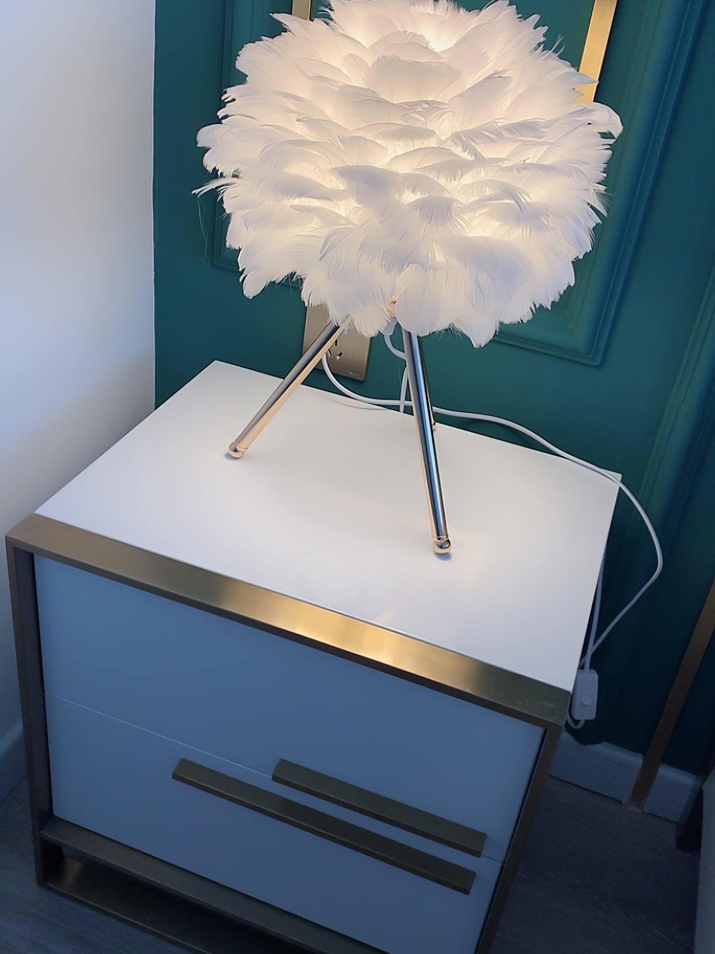 Plumélia | Lampe de Table – Abat-jour plume halo chaleureux
