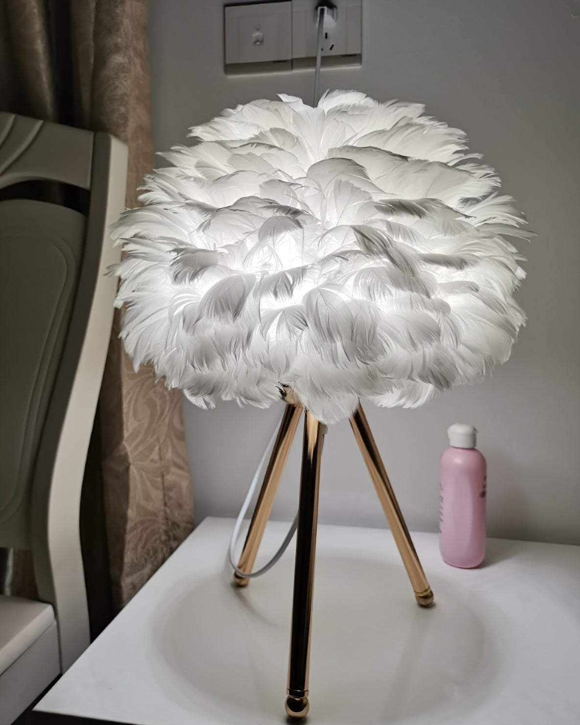 Plumélia | Lampe de Table – Abat-jour plume halo chaleureux