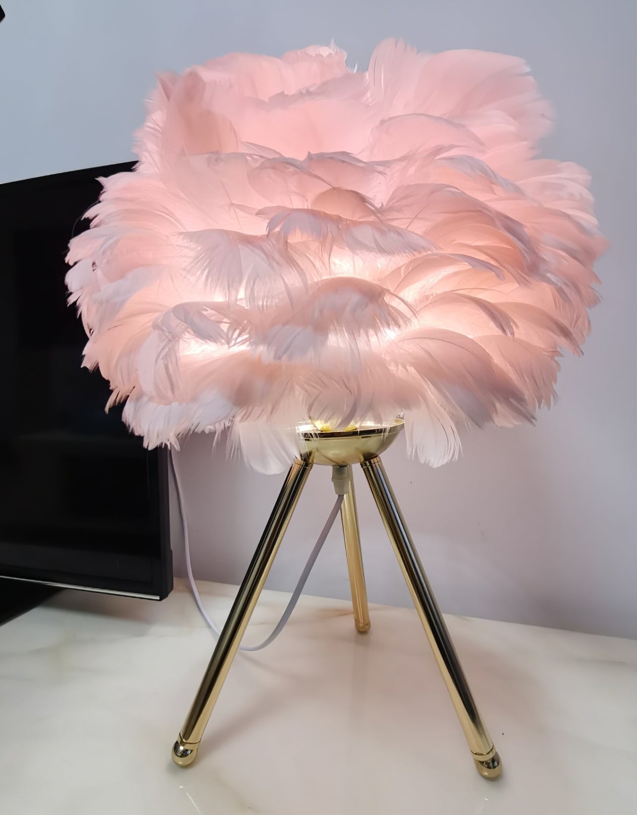 Plumélia | Lampe de Table – Abat-jour plume halo chaleureux
