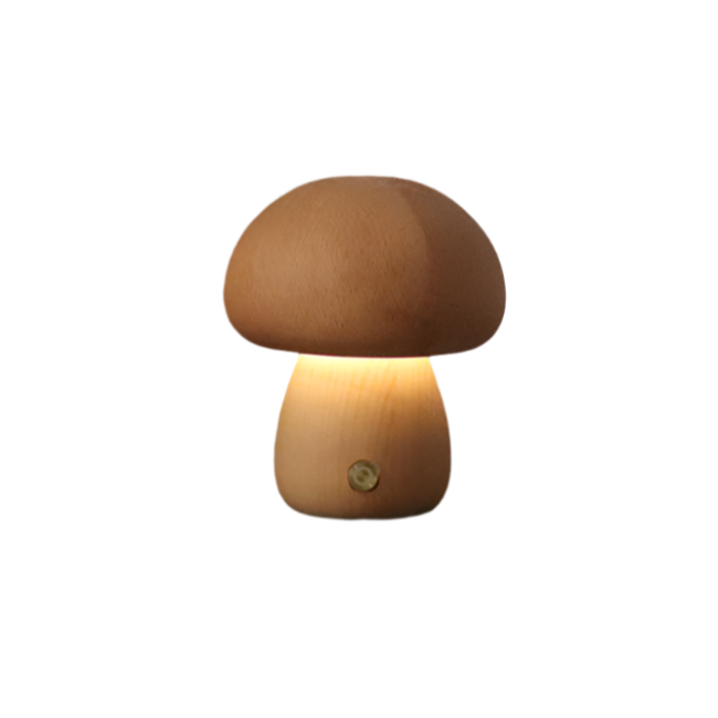 Sylvéra | Lampe Champignon – Élégance Naturelle et Rechargeable Hêtre Dia 9cm x H 10.5cm