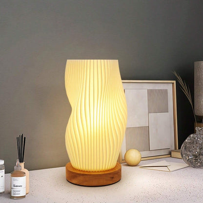 Véoria | Lampe de Table – Abat-Jour Ondulé et Lumière Douce