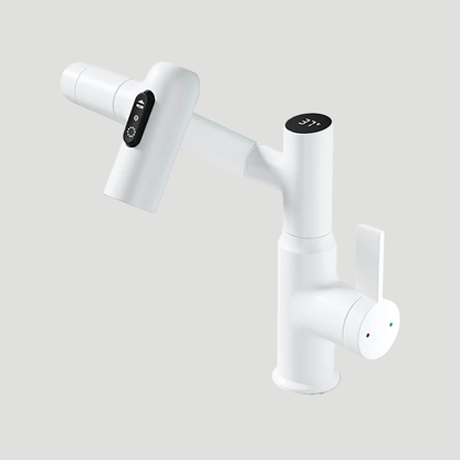 Aquilux - Robinet Orientable Avec Affichage LED Blanc Cygne