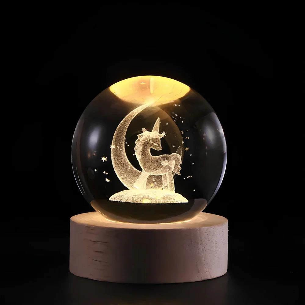 Astrophere - Lampe Décorative Sphérique Avec Socle Licorne