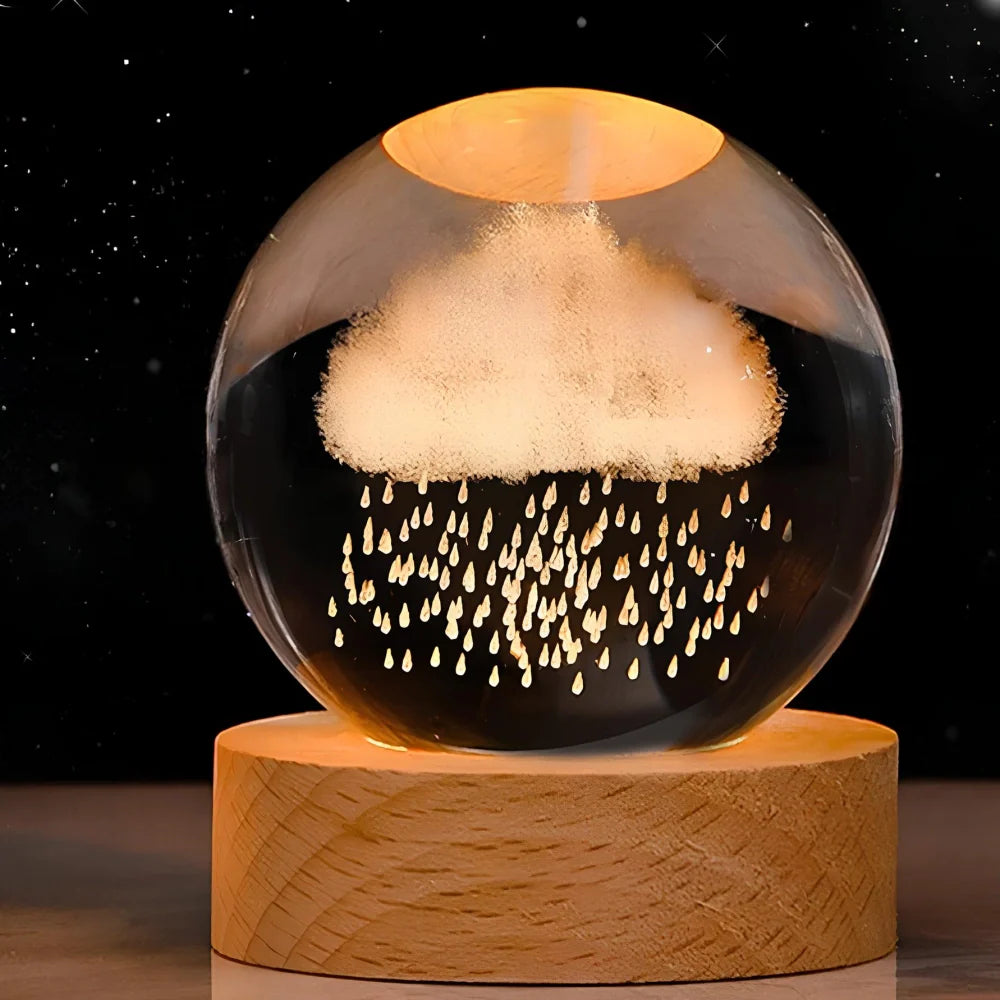 Astrophere - Lampe Décorative Sphérique Avec Socle Nuage De Pluie