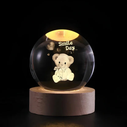 Astrophere - Lampe Décorative Sphérique Avec Socle Ours En Peluche