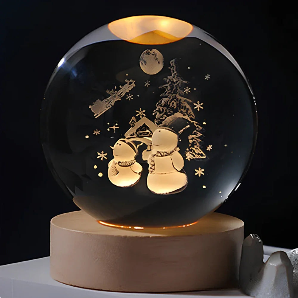 Astrophere - Lampe Décorative Sphérique Avec Socle Bonshommes De Neige
