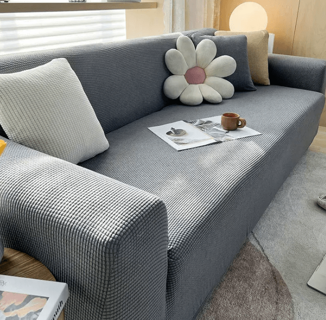 Canapélix - Housse De Canapé Extensible À Motif Jacquard Gris Clair