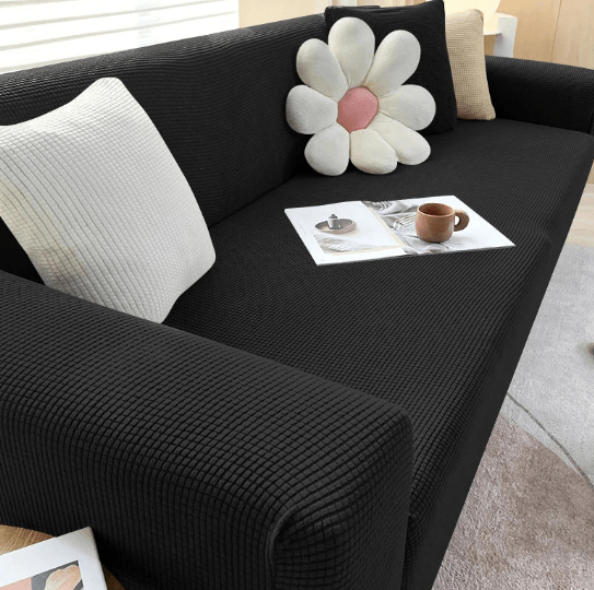 Canapélix - Housse De Canapé Extensible À Motif Jacquard Noir