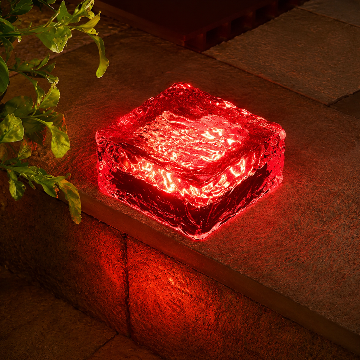 Lumiglace - Borne Lumineuse Solaire En Forme De Cube Rouge