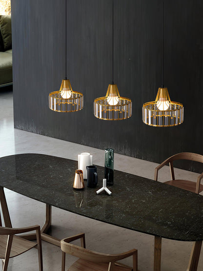 Orfina | Lampe Suspendue – Diffusion brillante abat jour cristal