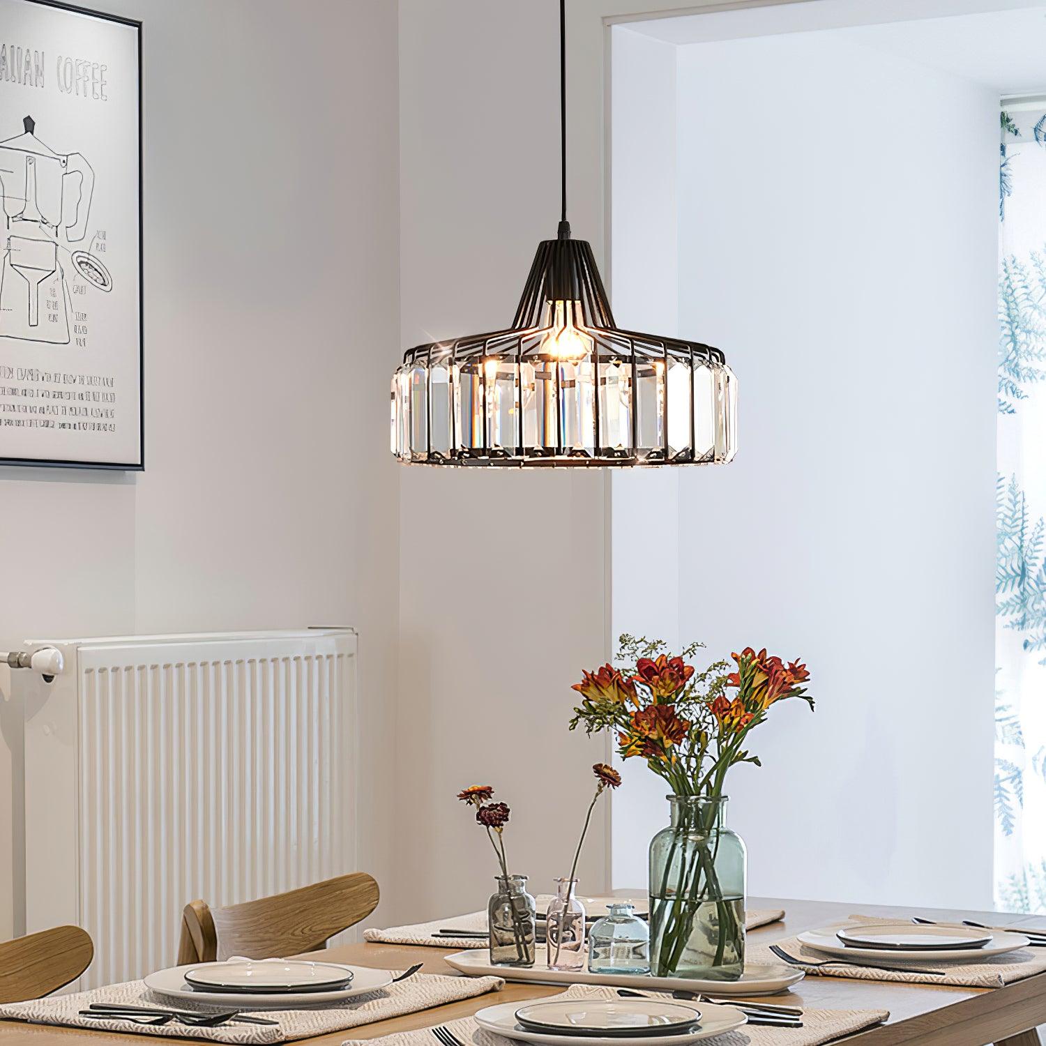 Orfina | Lampe Suspendue – Diffusion brillante abat jour cristal
