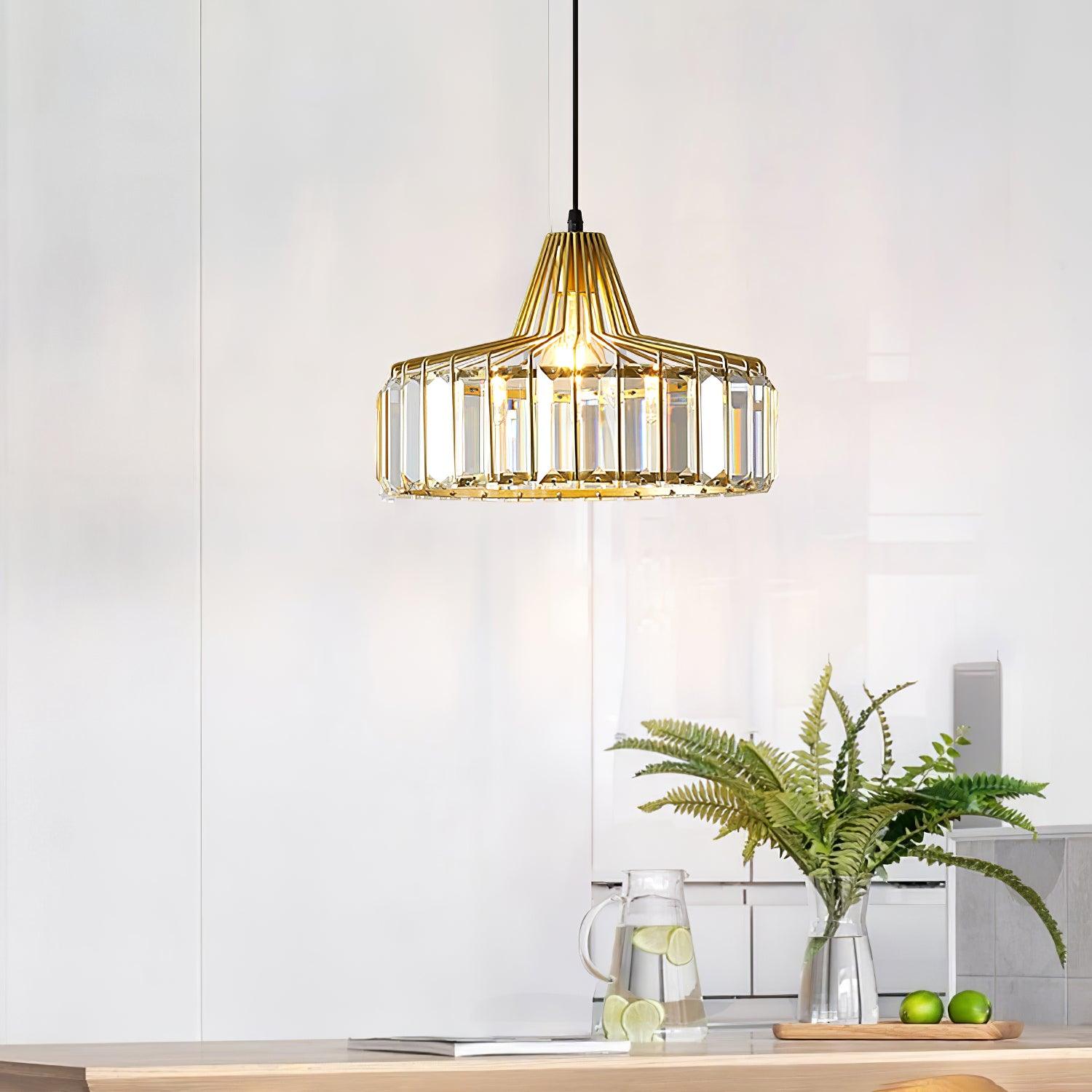 Orfina | Lampe Suspendue – Diffusion brillante abat jour cristal