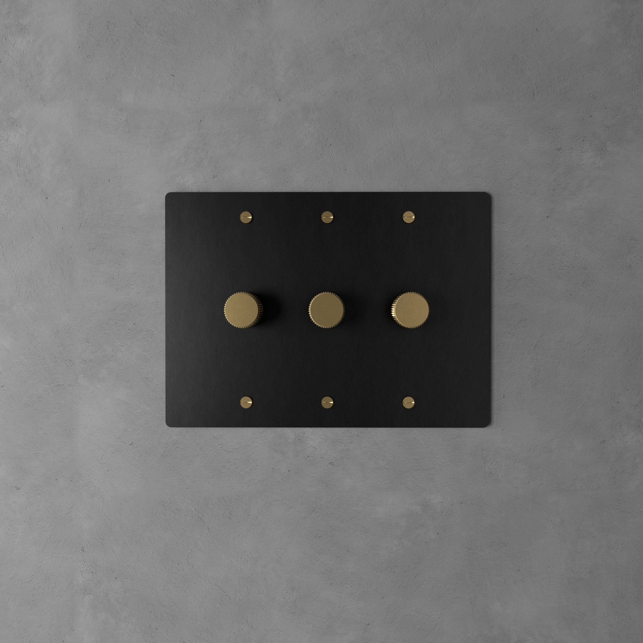 Dervan - Variateur De Lumière Mural Noir Nuit Avec Laiton 3 Touches Va-Et-Vient