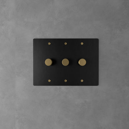 Dervan - Variateur De Lumière Mural Noir Nuit Avec Laiton 3 Touches Va-Et-Vient
