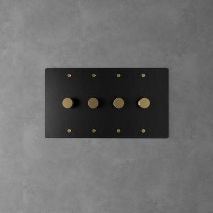 Dervan - Variateur De Lumière Mural Noir Nuit Avec Laiton 4 Touches Va-Et-Vient