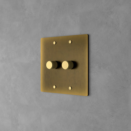 Dervan - Variateur De Lumière Mural Laiton Vieilli Avec Patine 2 Touches Va-Et-Vient