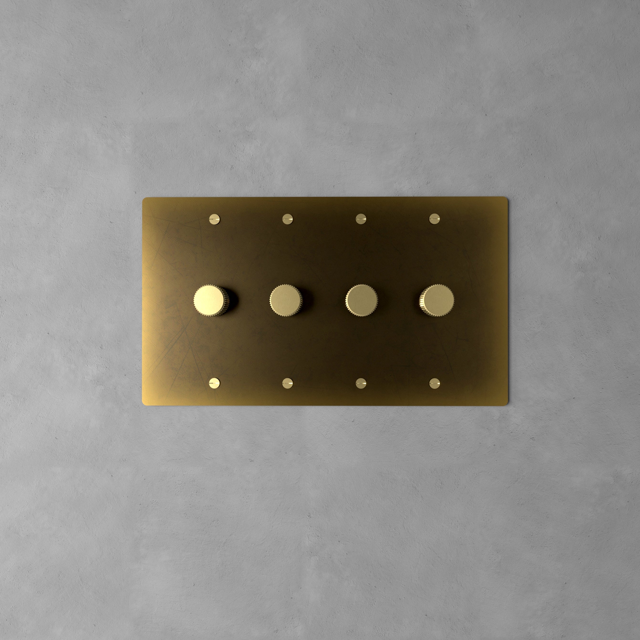 Dervan - Variateur De Lumière Mural Laiton Vieilli Avec Patine 4 Touches Va-Et-Vient