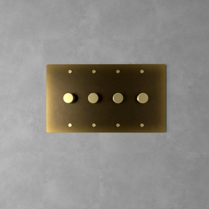 Dervan - Variateur De Lumière Mural Laiton Vieilli Avec Patine 4 Touches Va-Et-Vient