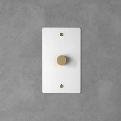 Dervan - Variateur De Lumière Mural Blanc Avec Laiton 1 Touche Va-Et-Vient