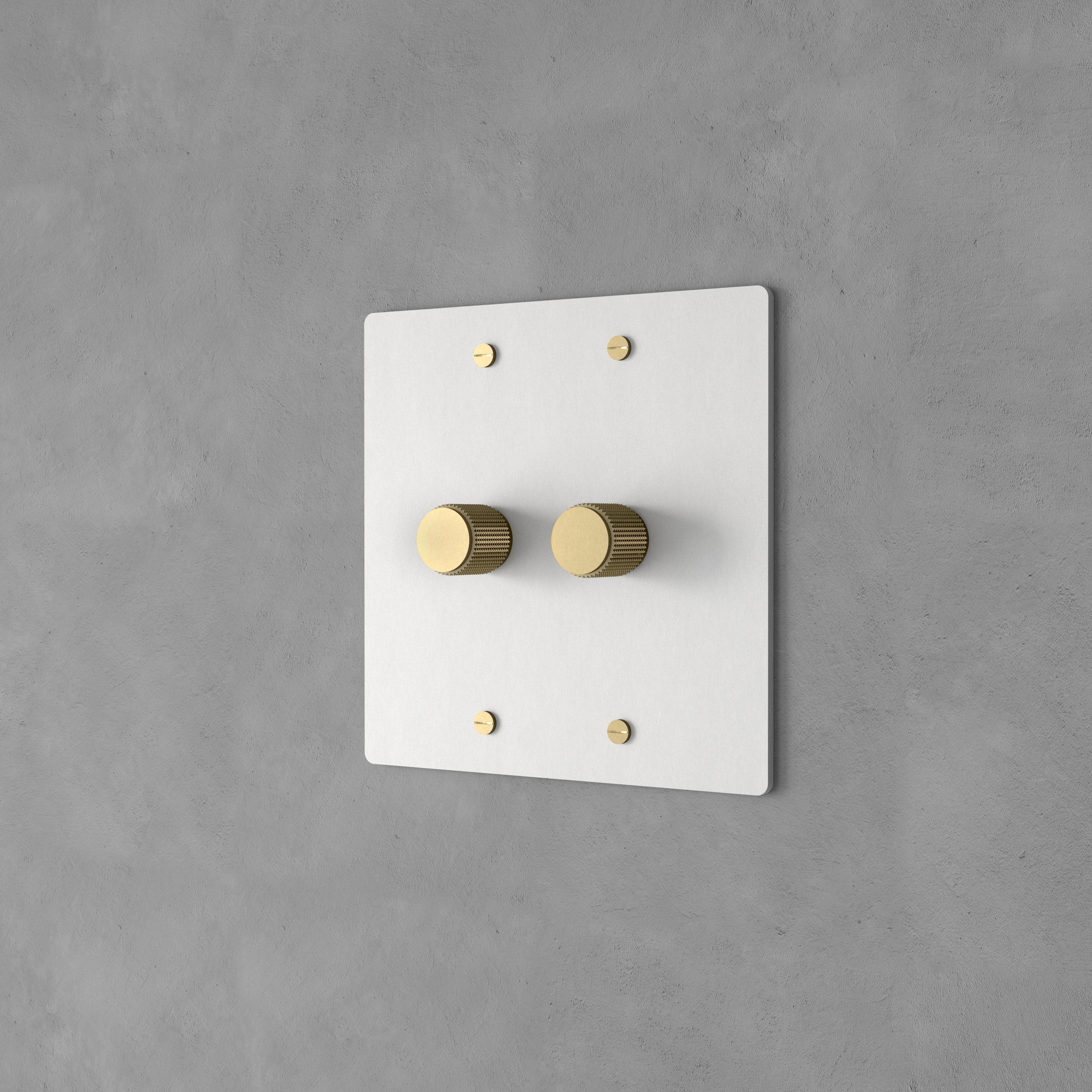 Dervan - Variateur De Lumière Mural Blanc Avec Laiton 2 Touches Va-Et-Vient
