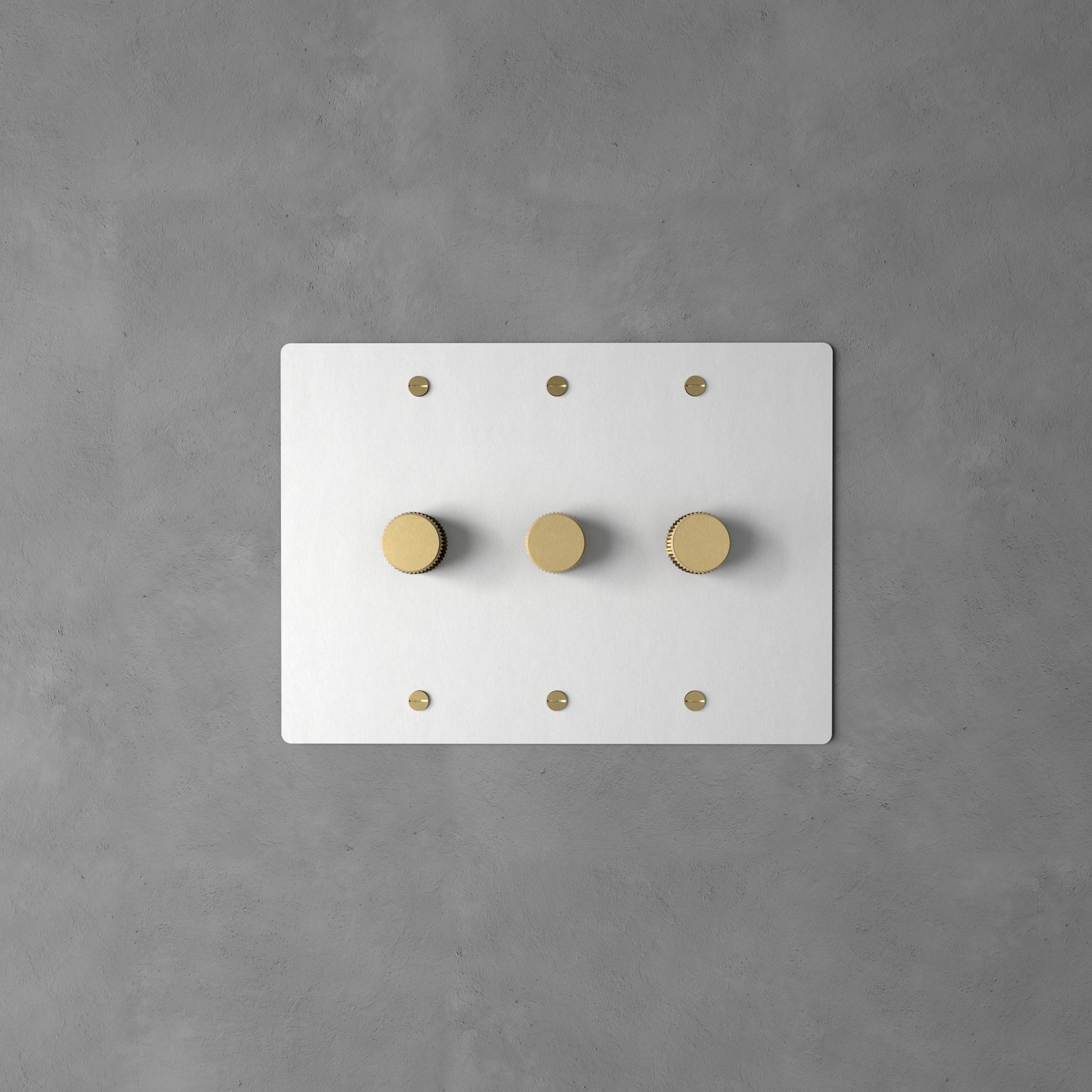Dervan - Variateur De Lumière Mural Blanc Avec Laiton 3 Touches Va-Et-Vient