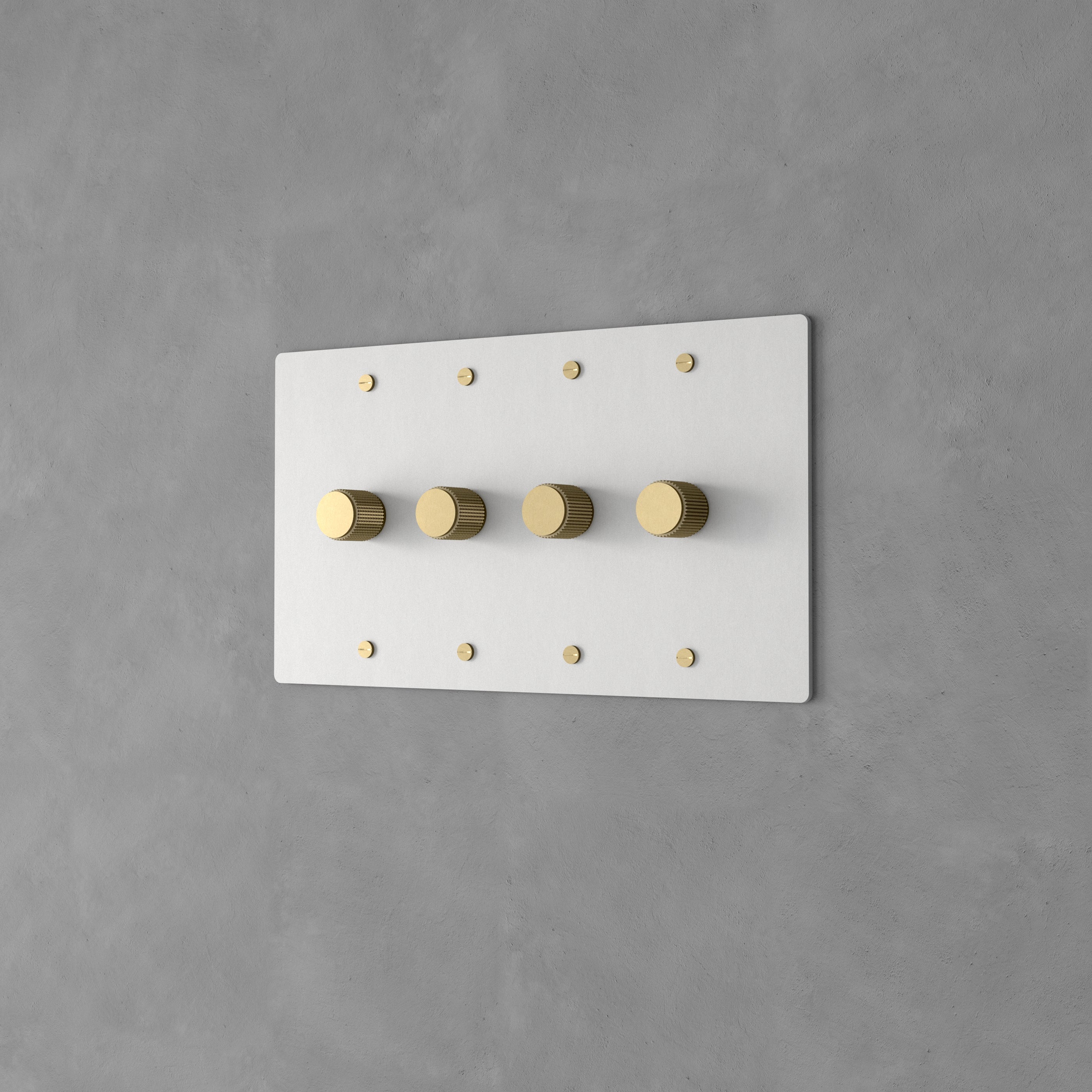 Dervan - Variateur De Lumière Mural Blanc Avec Laiton 4 Touches Va-Et-Vient