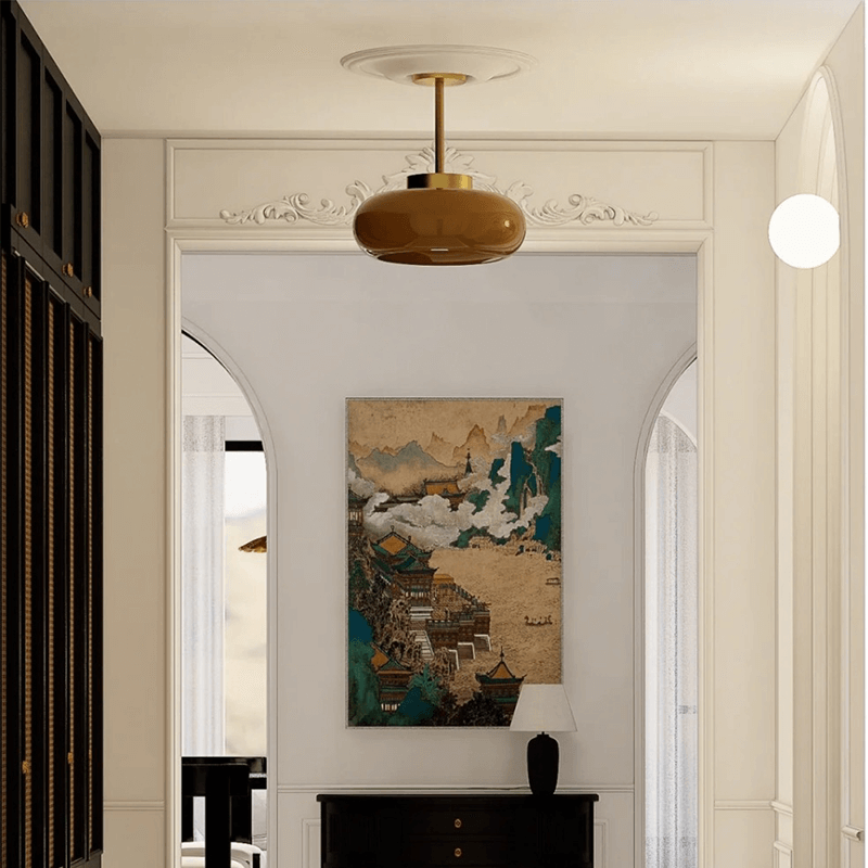 Élyssia | Lampe de Plafond Vintage – Verre Orange et Style Unique