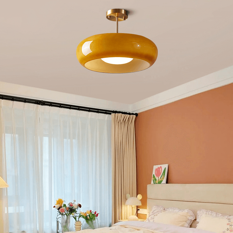 Élyssia | Lampe de Plafond Vintage – Verre Orange et Style Unique