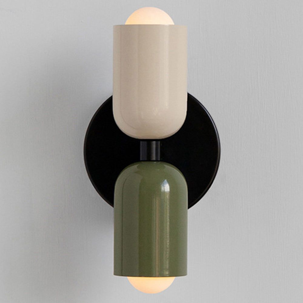 Duoval - Applique Murale Double Point Lumineux Beige + Vert