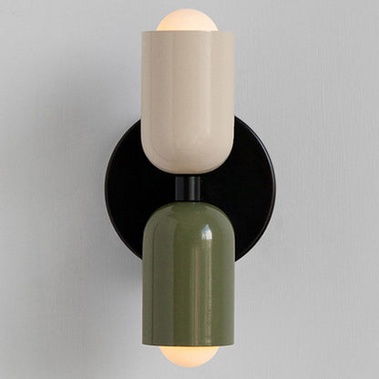Duoval - Applique Murale Double Point Lumineux Beige + Vert