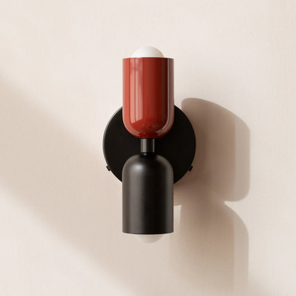 Duoval - Applique Murale Double Point Lumineux Rouge + Noir