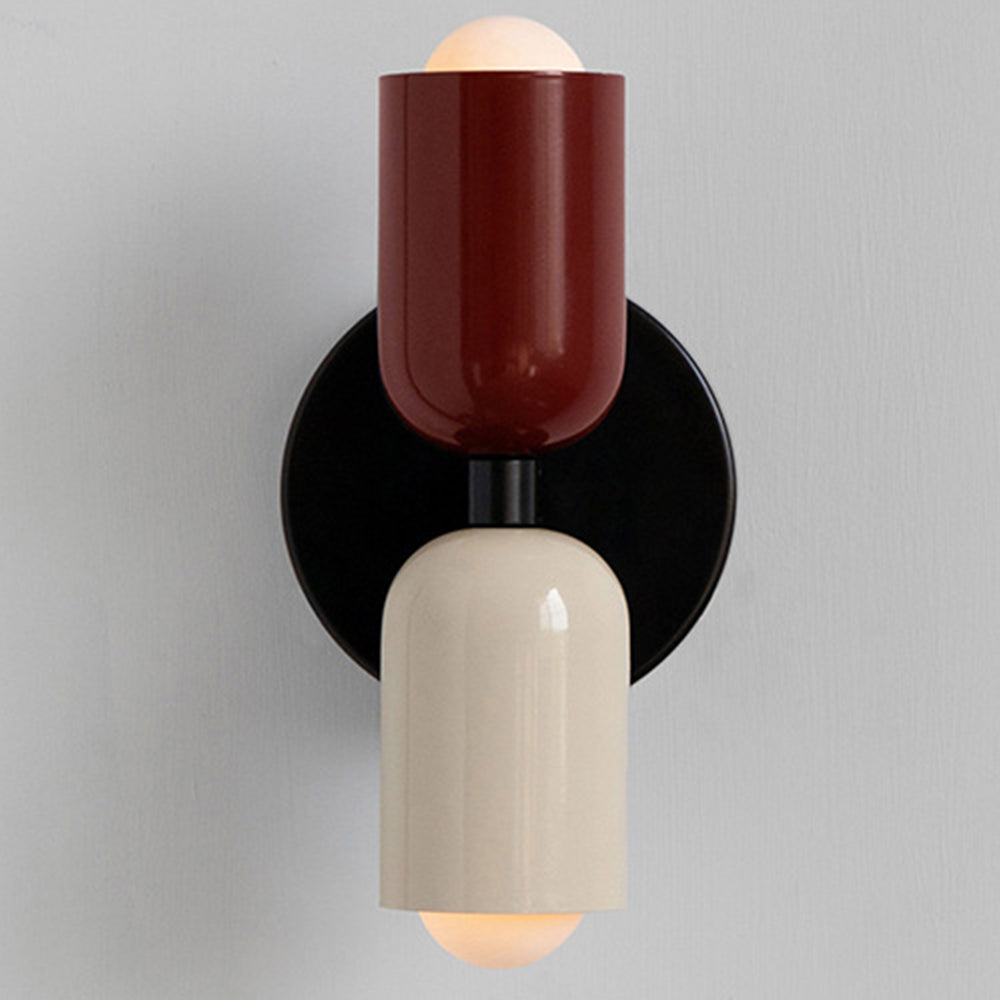 Duoval - Applique Murale Double Point Lumineux Rouge + Beige