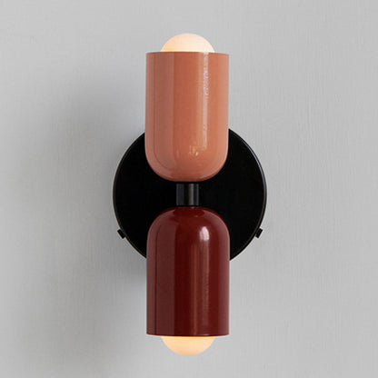 Duoval - Applique Murale Double Point Lumineux Rose + Rouge