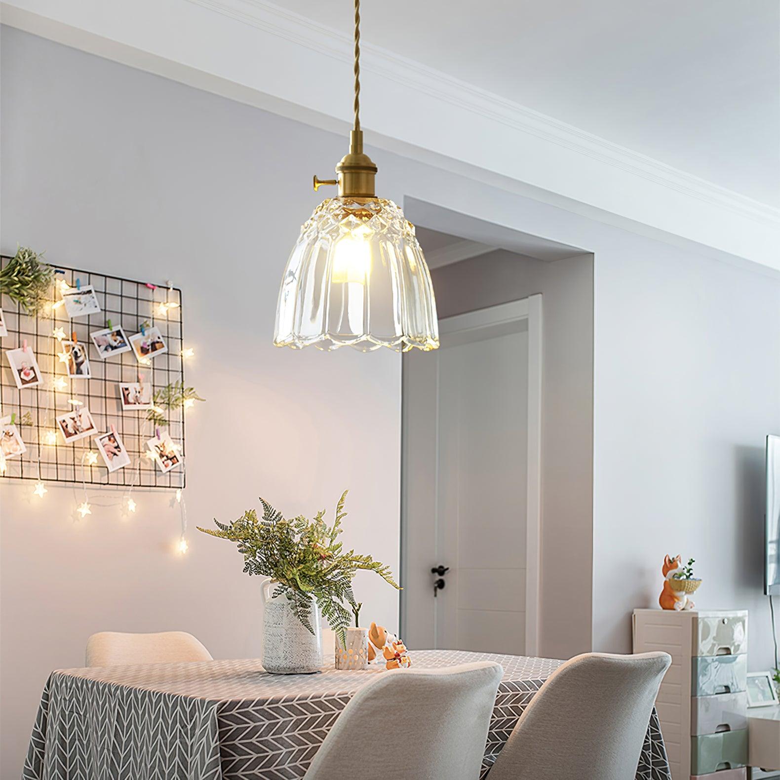 Rustoria | Lampe Suspendue – Style cottage verre soufflé ajustable