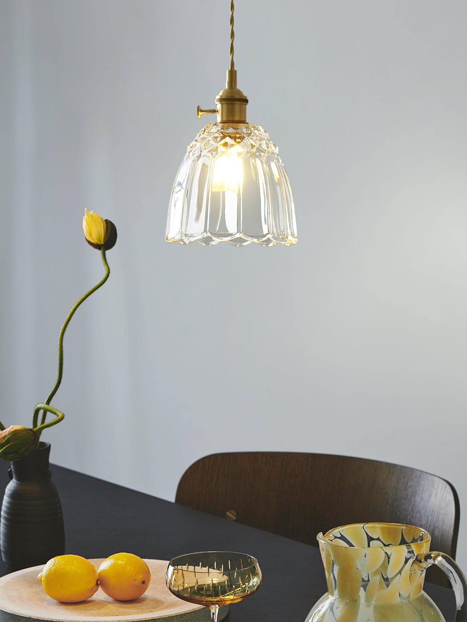 Rustoria | Lampe Suspendue – Style cottage verre soufflé ajustable