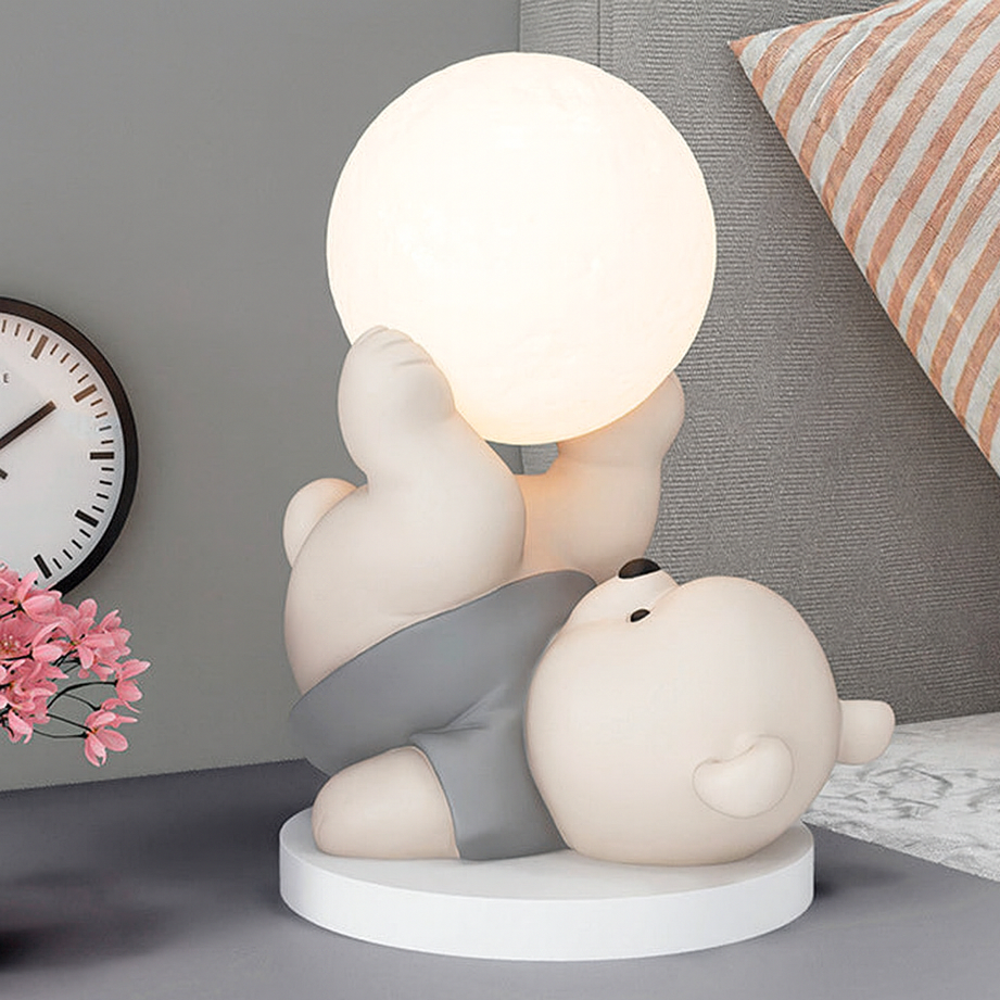 Ourélia | Lampe de Table – Veilleuse Ours et Lueur Lunaire