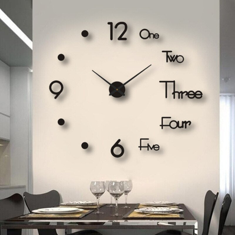 Horlogea - Grande Horloge Murale Design 3D Demi - Noir