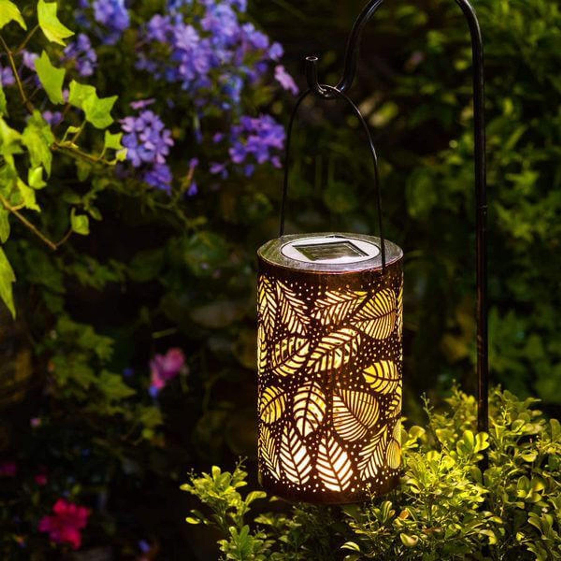 PalmLuxe | Lanterne Décorative – Éclairage Feuilles Dorées