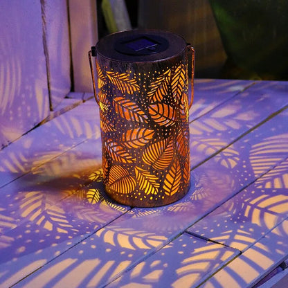 PalmLuxe | Lanterne Décorative – Éclairage Feuilles Dorées