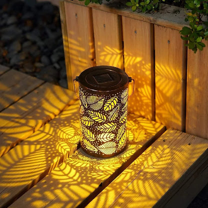 PalmLuxe | Lanterne Décorative – Éclairage Feuilles Dorées