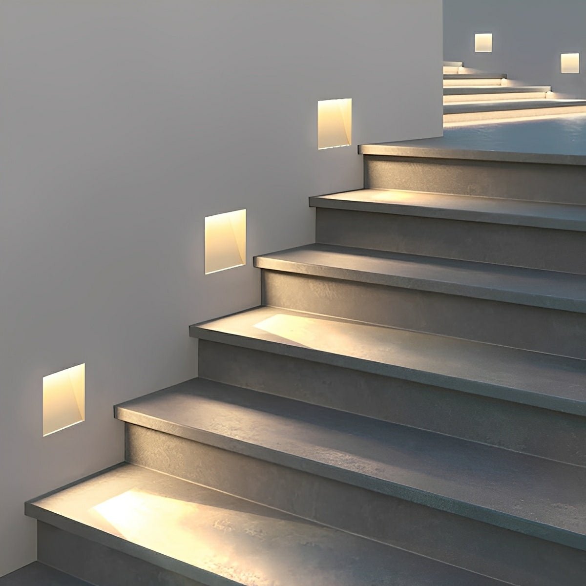 Lumenca - Applique Encastrée LED Minimaliste À Détecteur Blanc Neutre Carré Éclairage Continu