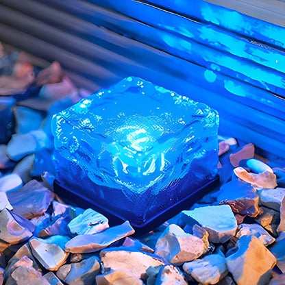 Lumiglace - Borne Lumineuse Solaire En Forme De Cube Bleu