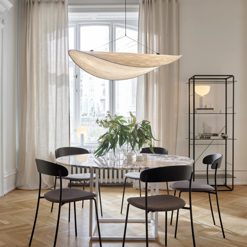 Lustre Japandi en Soie Suspendu pour Salon et Chambre – Éclairage Élégant et Créatif, Design Boho, Hauteur Réglable 1