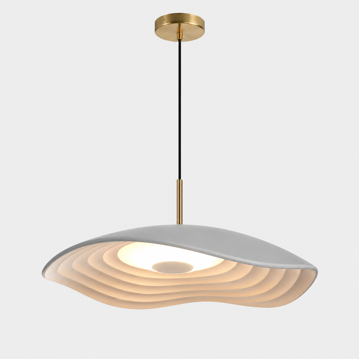 Maréva | Suspension LED – Courbes Élégantes et Éclat Raffiné Gris