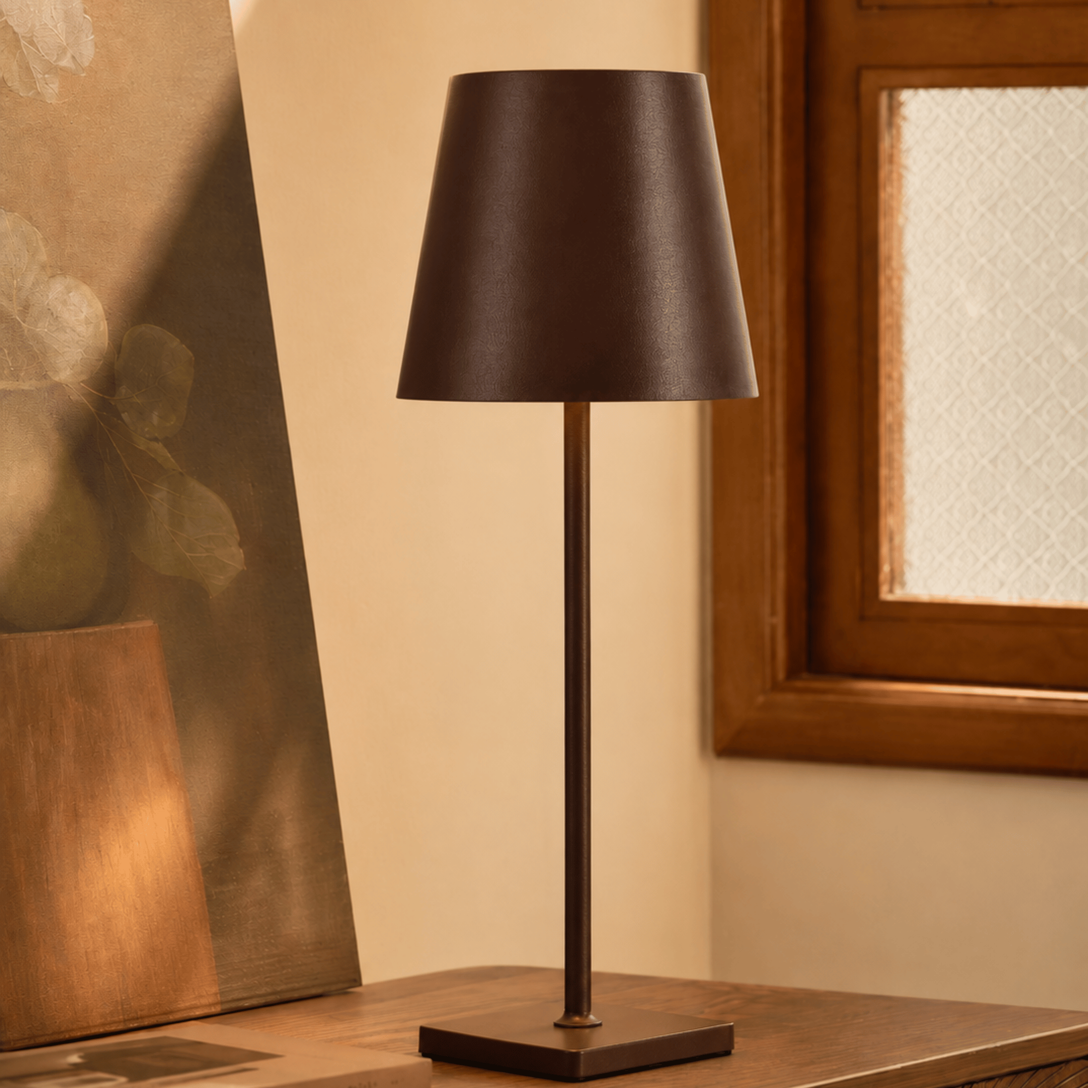 Élyntar | Lampe Sans Fil Rechargeable – Design Moderne et Éclairage Tactile Marron