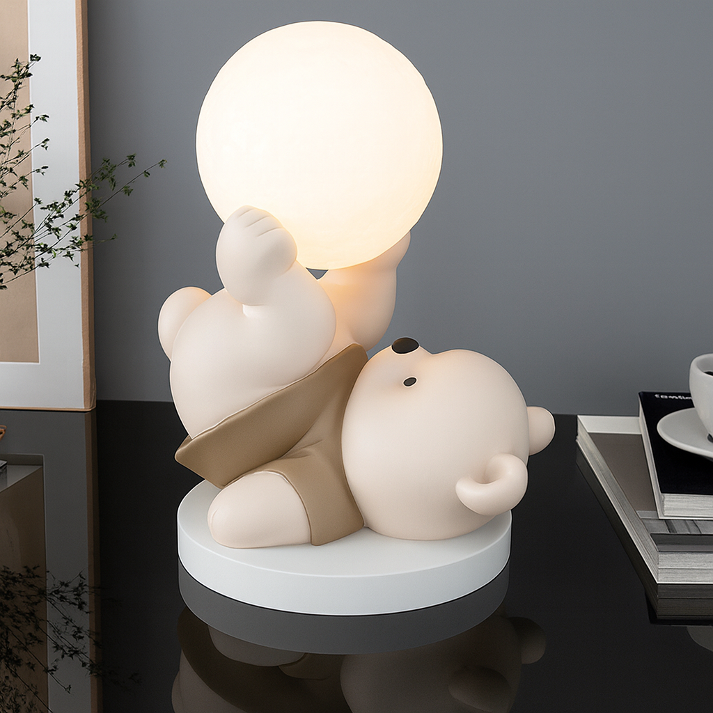 Ourélia | Lampe de Table – Veilleuse Ours et Lueur Lunaire
