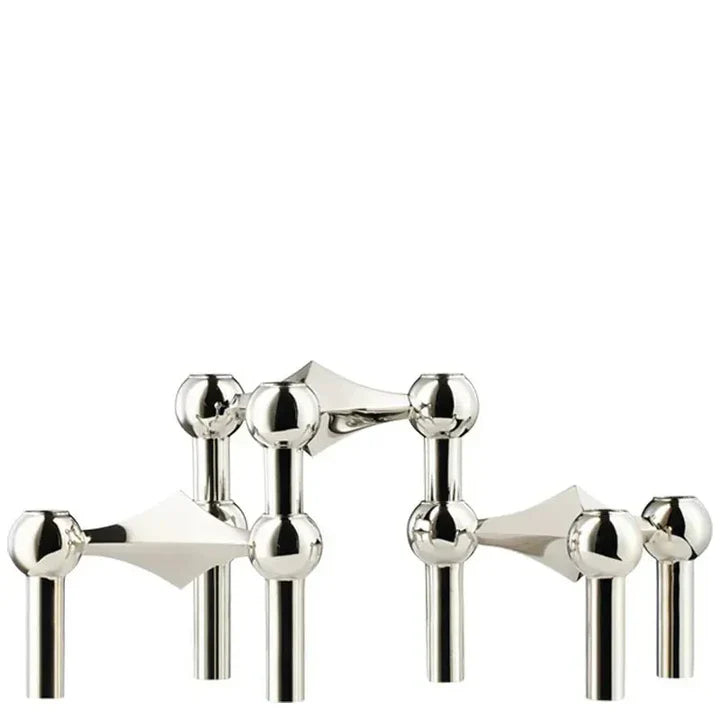 Molecura - Bougeoir Design Structure Moléculaire Argent Trois Pièces