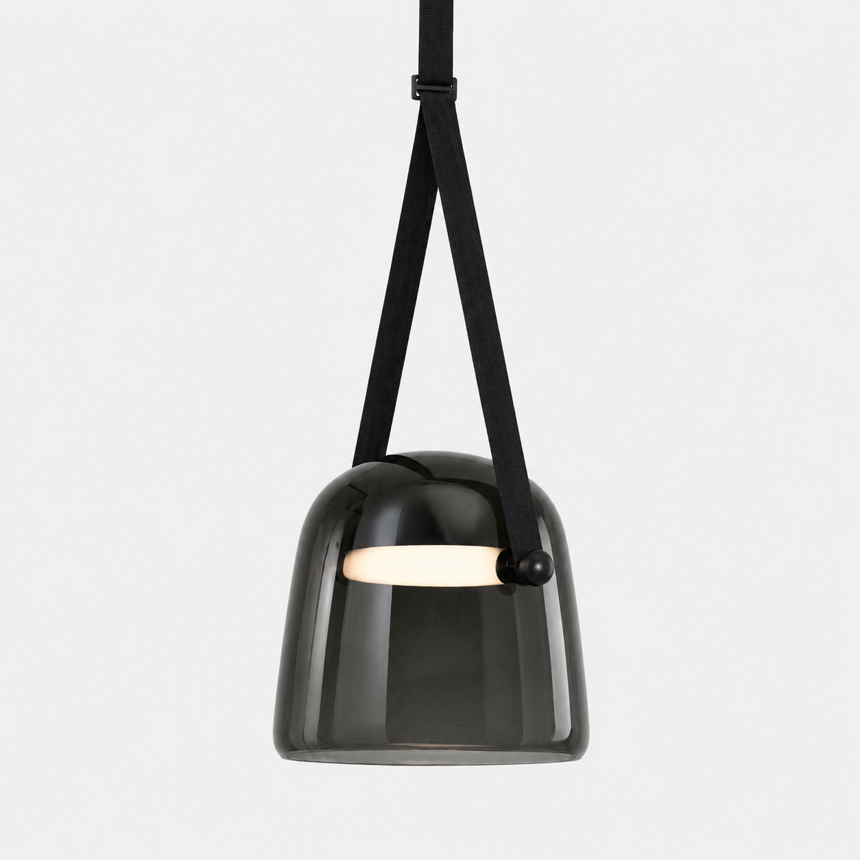 Noctéa | Lampe Suspendue – Verre soufflé LED design contemporain Cuir noir et noir