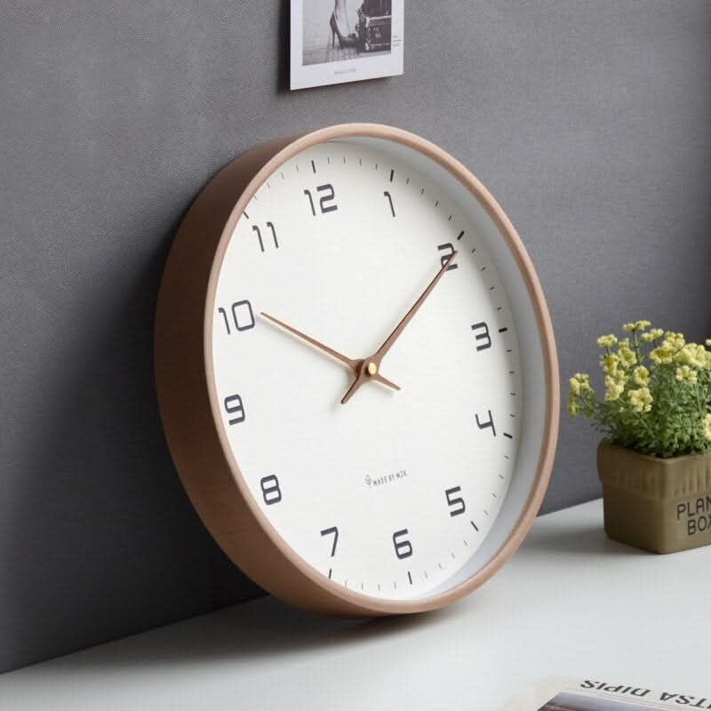 Nordivo - Horloge Murale Ronde Au Design Scandinave Marron